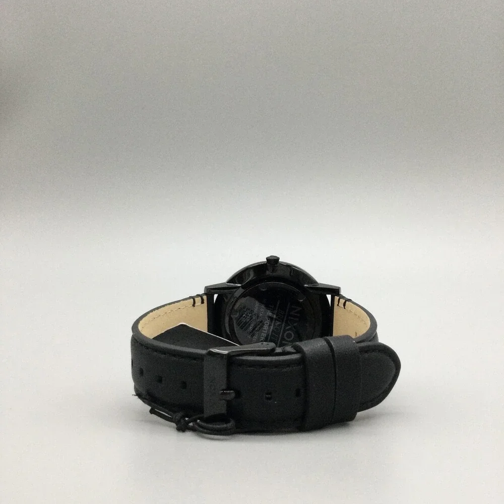 Nixon Bring It The Porter Mens Watch 40mm Black Dial Black Leather Strap 50M